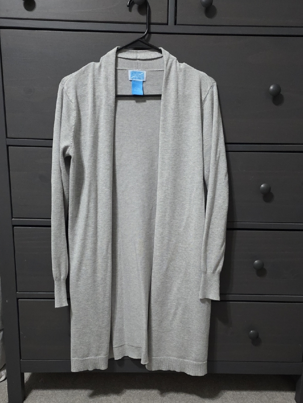 Survival Open Front Light Gray Long Cardigan Sweater